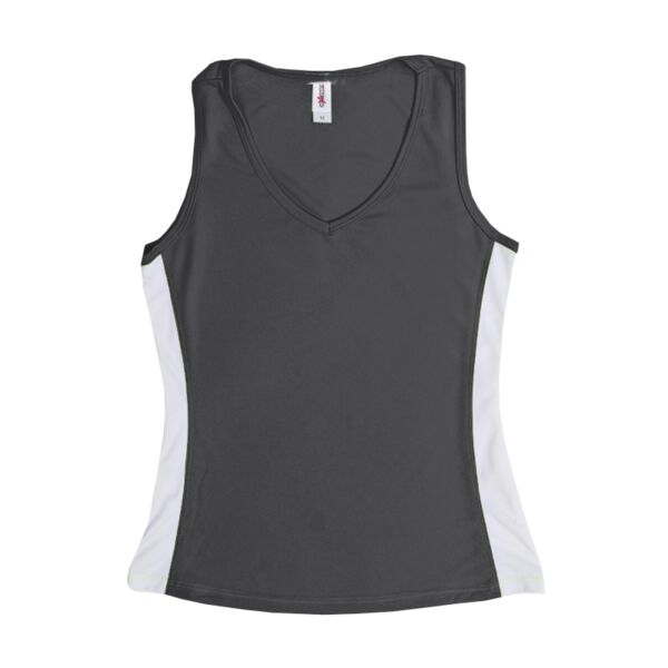 AJ215 Women's V-Neck Colorblock Tank Thumbnail